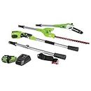 Greenworks 40V 8-Inch Cordless Pole Saw with Hedge Trimmer Attachment, 2Ah Battery and Charger Included 1300402