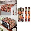 E-Retailer® Exclusive 3-Layered PVC Combo Set of Appliances Cover (1 Pc. of Fridge Top Cover, 3 Pc Handle Cover and 1 Pc. of Microwave Oven Top Cover) (Color-Multi Circle, Set Contains-5 Pcs.)
