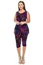 Jostar Women's 2 Piece Set �– Plus Size Stretchy Sleeveless Tank Top and Capri Pants with Side Slit Casual Outfit, W207 Purple, 3X-Large