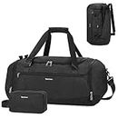Gym Duffle Bag for Men Sports Travel Backpack with Shoe and Wet Compartments, Toiletry Bag Carry on Weekender Overnight Backpack Women, Black