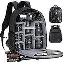 TARION Camera Backpack, Waterproof Photography Case Bag with 14'' Laptop Compartment and Rain Cover for DSLR SLR Camera Lens Flash Accessories, Tb-m-Black, M, Compact