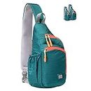 Lecxci Small Sling Backpack Waterproof Unisex Shoulder Bags Chest Cross-body Daypack(S,cyan-green)
