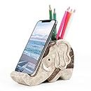 Mokani Elephant Pen Pencil Holder with Cell Phone Stand, Multifunctional Desk Organizer Desk Decor Elephant Gifts for Women Cute Desk Accessories Home Office Decoration Thanksgiving Christmas Gift