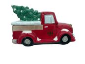 David's Cookie Jar Holiday Farmhouse Red Truck with Green Christmas Tree RARE
