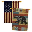 Breeze Decor Cabin Sweet 2-Sided Polyester 40 x 28 in. House Flag in Blue/Brown/Red | 40 H x 28 W in | Wayfair BD-OU-HP-109052-IP-BOAA-D-US18-WA
