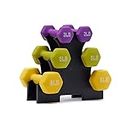 KAKSS Supreme Quality Neoprene Dumbbell Set of 6pc Dumbbells with Stand, Multicolor