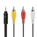 KEBILSHOP 3.5 mm Male to 3RCA Male Plug Stereo Audio Video AUX Cable 3 M,3.5 mm to RCA AV Camcorder Video Cable for Smartphones,MP3,Tablets,Speakers,Home Theater,Black