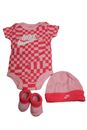 Nike Baby Girls Mädchen Set 3 teilig Strampler Cap Shoes Rosa Pink 0 - 6 Monate
