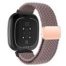 KEYSJEFF Nylon Watch Strap Compatible with Fitbit Versa 3/Versa 4/Fitbit Sense/Sense 2 Braided Elastics Sport Watch Band Adjustable Magnetic Buckle Straps Women Men (Not Include Watch) (#9)