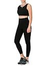 Naughtymax Womens Seamless Active Leggings, Athletic Yoga Pants for Running Jogging Workout, Midnight Black, X-Small