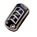 Auto Pearl TPU Key Cover Compatible with Mahindra Scorpio | XUV 300 | Marazzo | XUV 700 | Bolero | Thar 3 Button Flip Key (Black)