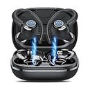 Bluetooth Earbuds Wireless 5.3 Earphones,Over-Ear Headphones HiFi Stereo Sound with ENC Mic,Sport Headsets in Ear EarHooks with 40H Dual LED Display for Running