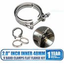 2" 48mm Stainless Steel V-Band Clamp & Flat Flange Kit Turbo Hose Exhaust Pipe