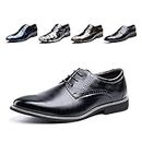 Derby Shoes for Men Business Oxford Shoes Brogue Patent Leather Mens Dress Shoes Lace-Ups Monk Formal Slip-On 3 Black UK 9