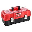 MAXPOWER 17-Inch Tool Box, Three-Layer Folding Plastic Storage Toolbox, Multi-Function Organizer with Tray and Dividers
