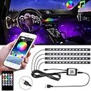 SoCal-LED 4X Car LED Strip Lights Multi-Color RGB 5050 48 SMD Atmosphere Lamp Interior Footwell Under Dash Lighting Kit, Wireless Remote Control, Sound Activated