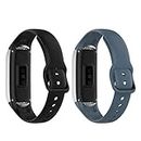 TenCloud Confezione da 2 cinturini compatibili con Samsung Galaxy fit SM-R370, cinturino di ricambio in morbido silicone sportivo per fitness tracker Galaxy fit SM-R370 (nero+ardesia)