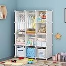 VIPZONE Baby Dresser, Kids Closet Organizers, Portable Kids Wardrobe for Closet, Bedroom, Nursery, Cubby, Cabinet, Clothes, Dress, Baby Storage Shelf, Armoire Clothes Hanging (12 Cube, White)
