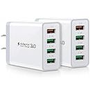 USB Fast Charge 3.0, Boxeroo 33W Fast Charge Wall Charger 2Pack, 4-Port USB Plug Compatible for Galaxy S10+ S9+ Note 10+ Note 9+ Note 8,G6 V30, HTC 10, iPhone 11 Pro Max XS Max XR X 8 7 Plus