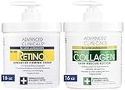 Advanced Clinicals Retinol Cream and Collagen Cream Skin Care set. Value anti-aging set for wrinkles, fine lines, firming skin. 16oz Spa size are great for face cream and body moisturizer.