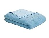 Satwip Cooling Weighted Blanket Queen Size 15 lbs Cool Moire Jersey Bed Blanket for Hot Sleeper with Soft Breathable Sanded, 60 x 80 inches, Blue