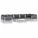 Outdoor Lounge Set 8 Piece Sectional Sofa with Cushions White Steel vidaXL