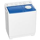 Auertech Portable Washing Machine, 40lbs Twin Tub Washer Mini Compact Laundry Machine with Drain Pump, Semi-automatic 24lbs Washer 16lbs Spinner Combo for Dorms, Apartments, RVs