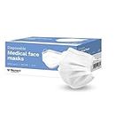 Reynard Health Supplies Disposable Face Masks - White - Pack of 50 PCs- Medical 3-Ply Surgical White Face Masks -Comfortable Surgical Mask - Elastic Ear Loop 3-Layer Safety Shield