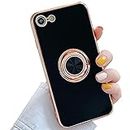 LRANKAI Compatible with iPhone 7/8/SE 2020 Ring Holder Case for Women Girls,Built-in 360 TPU Rotation Kickstand Rings Cases with Magnetic Mount Shockproof Protective Cover for iPhone 7/8/SE 2020-Black