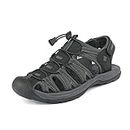 DREAM PAIRS Men's 160912-M-NEW Black DK.Grey Adventurous Summer Outdoor Sandals Size 10 M US