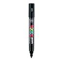 UNI-BALL Posca 5M 1.8-2.5 mm Bullet Shaped Paint Marker Pen | Reversible & Washable Tips | For Rocks Painting, Fabric, Wood, Canvas, Ceramic, Scrapbooking, DIY Crafts | Black Ink, Pack of 1