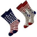 ABOOFAN Knee High Socks American Flag Stocking 2pairs USA Flag Socks Star Socks Fun Dress Socks Novelty Crew Socks Groomsmen Gift Socks for Independence Day Custom American Flag Socks
