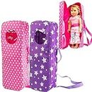 Doll Storage Carrying Case - (2 Pack Combo) for Any 18" Doll - Organizer Storage Traveling Case w Clear Window, Zipper, and Carrying Strap, Great Birthday Gift for Kids Girls