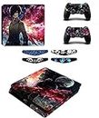 Elton Anime Theme 3M Skin Sticker Cover for PS4 Slim Console and Controllers Full Set Console Decal Stickers for Front & Back 4 Led bar Decal +2 Controller Decal