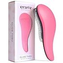 Crave Naturals Glide Thru Detangling Brush for Adults & Kids Hair - Detangler Comb & Hair Brush for Natural, Curly, Straight, Wet or Dry Hair (PINK)