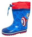 Marvel Boys Captain America Wellington Boots with Tie Tops Kids Avengers Wellies Wellingtons Wellys Blue EU 32 / UK 13