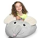 Jumbo Stuffed Animal Storage Bean Bag - "Soft 'n Snuggly" Comfy Fabric Kids Love - Monkey, Pig or Elephant - Replace Your Mesh Toy Hammock or Net - Store Extra Blankets & Pillows Too