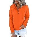 Womens Sweatshirt Fall 2023 Casual Snap Button Drawstring Hoodies Fleece Pullover Long Sleeve Tops Lightweight Pocket