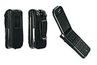caseroxx Borsa in pelle con clip da cintura per Nokia 2720 Flip, Funda carcasa vera pelle (con finestra trasparente) in nero