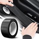 Car Sill Protectors Strips Car Door Sill Protector Black Carbon Fiber Wrap Film, Reducing Scuff, Universal Carbon Fiber Door Sill Kick Plate Protector Covers for Car/SUV/Truck (5CM*5M)
