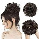 D-DIVINE 1PCS Messy Bun Hair Piece Hair Extension With Elastic Rubber Band Hairpiece Synthetic Hair Scrunchies Hair Piece for Women Girls Color Brown, Pack of 1