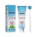 Oral Hygiene Brush & Tongue Cleansing Gel,Tongue Scraper Precise Cleaning Brush Kit,Probiotic Tongue Cleaning Gel with Scraper,Tongue Cleaning Paste,Oral Care Removes Oral Odor,Tongue Cleaner Set