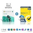 Microsoft 365 Famille - Office 365 apps - jusqu’à 6 utilisateurs - 15 Mois + NORTON 360 Deluxe - PC/MAC, tablette et smartphone - Téléchargement