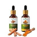 Nature Glow Herbal Sandalwood & Turmeric Essential Oil | Aromatherapy Oil for Health and Beauty | Pack of 2 | 15+15ml