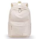 HOMIEE Lightweight Stylish Casual Daypack, Water-Resistant Backpack Unisex Laptop Bookbag, 14-Inch Laptop Backpack for Women & Men, Travel/School/Casual/Work Backpack, Ivory