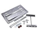 GSKMOTOR Universal Stainless Steel Battery Tray Holder Hold Down Kit by with J Hooks, Battery Tray Kit(Polished Stainless Steel)