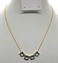 FREIDA ROTHMAN 14kt Yellow Plated Over Silver CZ 4 Square Stud Necklace NEW