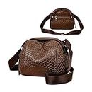 Hand Weaving Large Capacity Shell Bag,Women's Fashion Weave Crossbody Bag,PU Leather Woven Shoulder Bag Daily Purse (Brown)