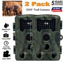 2PC Trail Camera 36MP Farm Security Hunting Game Cam 1080P Wildlife Night Vision
