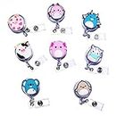 8 Pcs Cute Cartoon Badge reels holders Retractable, cute nurse badge holder with cartoon designs clip for office work supply (Squishy), Multi, Large